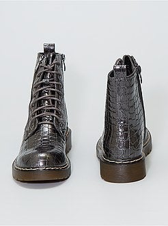 Botins estilo crocodilo prateado - Kiabi