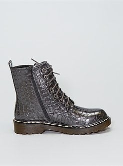 Botins estilo crocodilo prateado - Kiabi