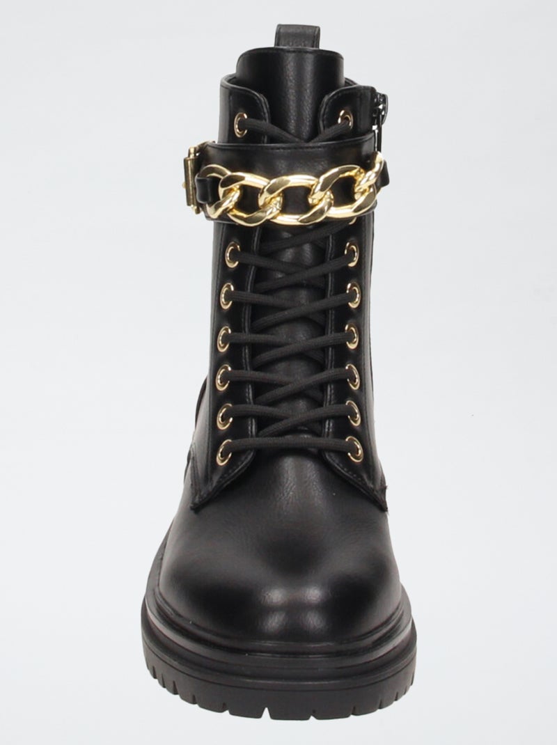 Botins estilo militar Preto - Kiabi