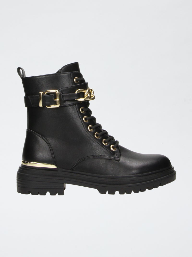 Botins estilo militar Preto - Kiabi