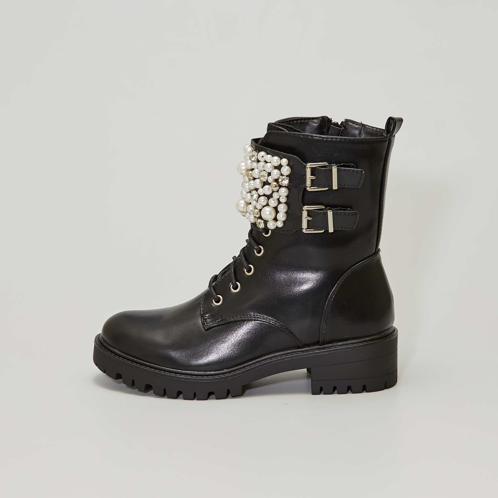 Botins Salto Pretos com atacadores - Tugamarket