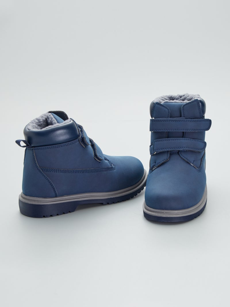 Botins forrados com velcros Azul Naval - Kiabi