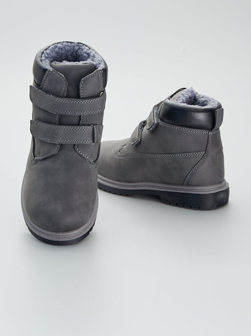 Botins forrados com velcros CINZA - Kiabi