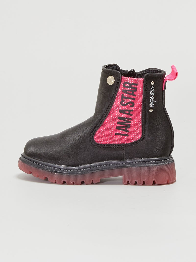 Botins lisos - 'I am girly' - pretos PRETO - Kiabi