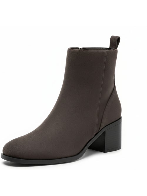 Botins mulher camurça fecho de correr salto bloco 5 cm biqueirão redondo - Kiabi Botins mulher camurça fecho de correr salto bloco 5 cm biqueirão redondo - Kiabi