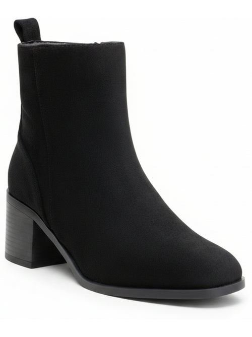Botins mulher camurça fecho de correr salto bloco 5 cm biqueirão redondo - Kiabi