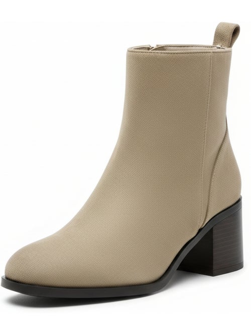 Botins mulher camurça fecho de correr salto bloco 5 cm biqueirão redondo - Kiabi Botins mulher camurça fecho de correr salto bloco 5 cm biqueirão redondo - Kiabi