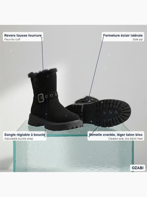 Botins mulher camurça forrados fecho e pulseira ozabi sola dentada - Kiabi Botins mulher camurça forrados fecho e pulseira ozabi sola dentada - Kiabi