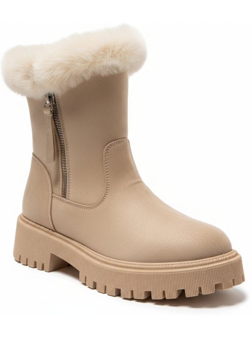 Botins mulher camurça forrados fecho écler sola entalhada ozabi - Kiabi