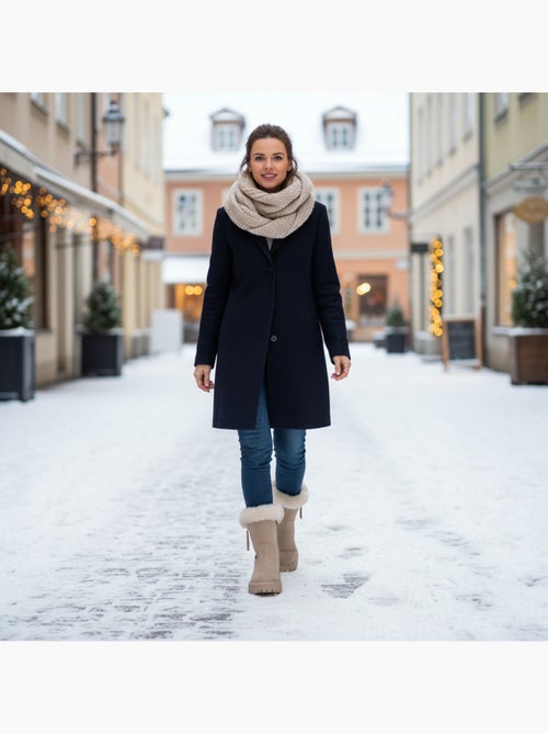 Botins mulher camurça forrados fecho écler sola entalhada ozabi - Kiabi