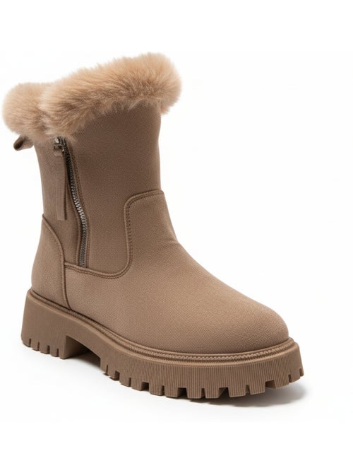 Botins mulher camurça forrados fecho écler sola entalhada ozabi - Kiabi Botins mulher camurça forrados fecho écler sola entalhada ozabi - Kiabi