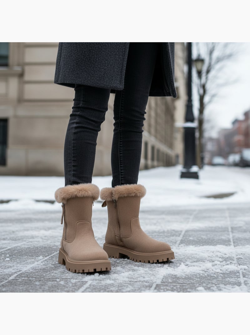 Botins mulher camurça forrados fecho écler sola entalhada ozabi Toupe - Kiabi