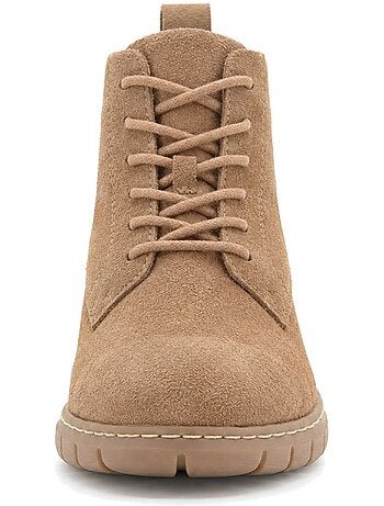 Botins rasos couro natural purapiel