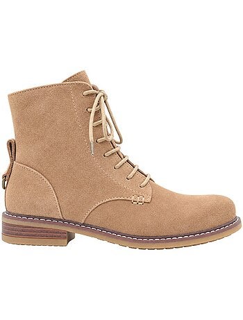 Botins rasos couro natural purapiel