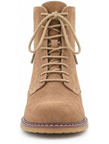 Botins rasos couro natural purapiel