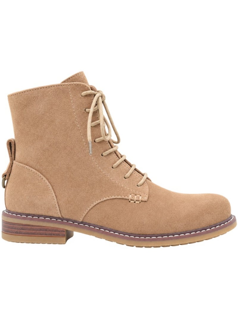 Botins rasos couro natural purapiel Castanho - Kiabi