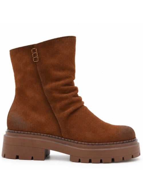Botins rasos couro natural purapiel - Kiabi