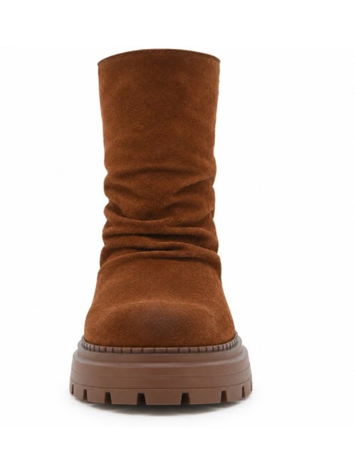 Botins rasos couro natural purapiel - Kiabi