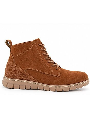 Botins rasos couro natural purapiel