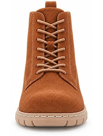 Botins rasos couro natural purapiel