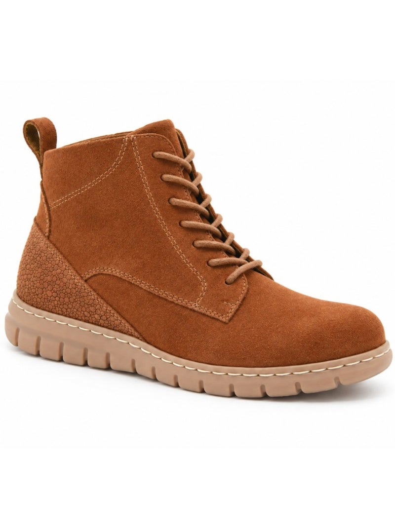Botins rasos couro natural purapiel Castanho - Kiabi