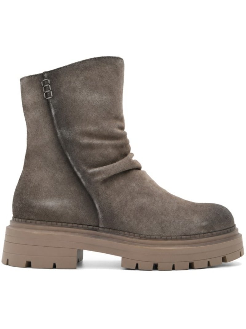 Botins rasos couro natural purapiel Cinza - Kiabi
