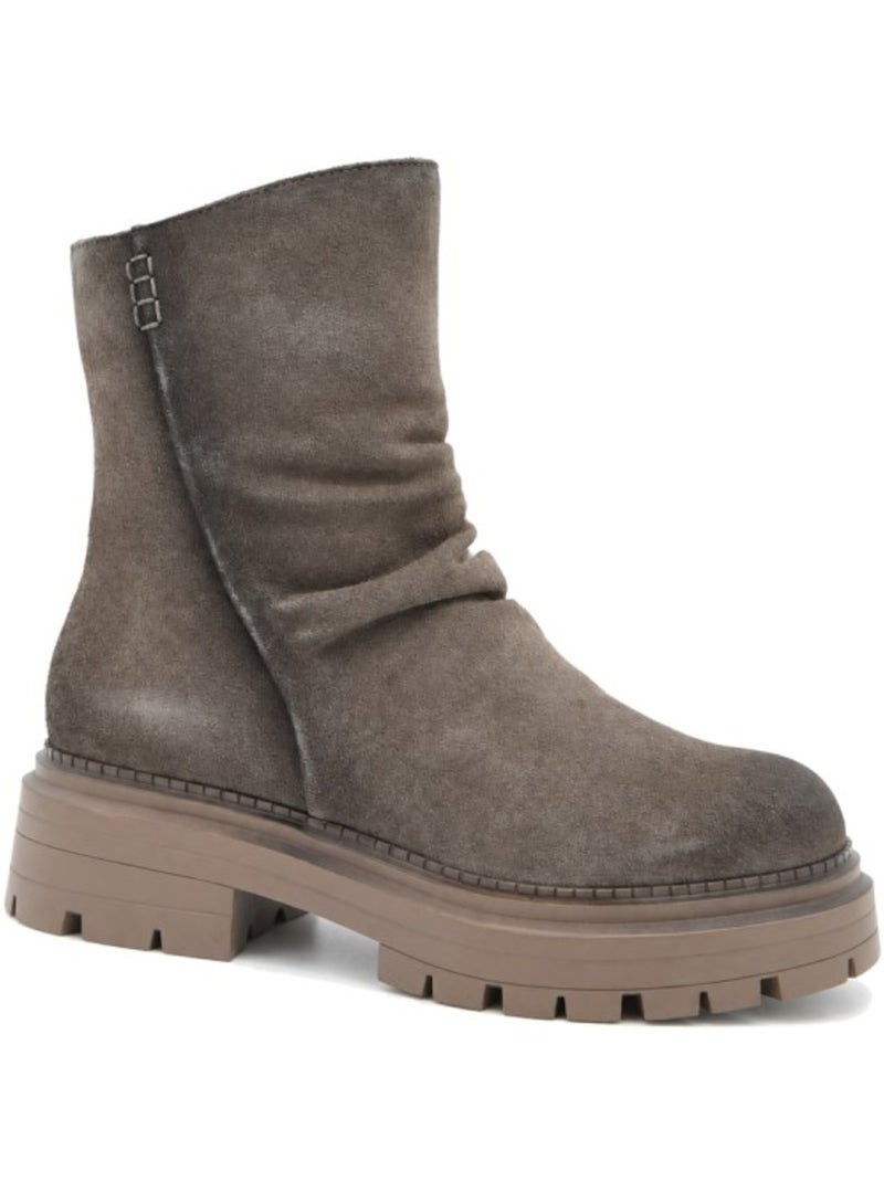 Botins rasos couro natural purapiel Cinza - Kiabi