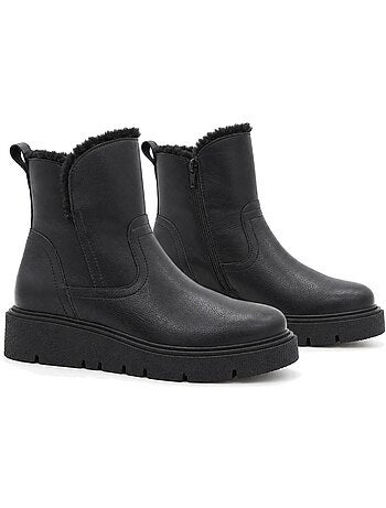 Botins rasos couro natural purapiel