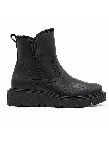 Botins rasos couro natural purapiel