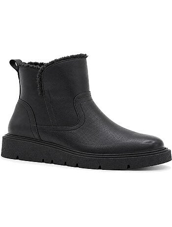 Botins rasos couro natural purapiel