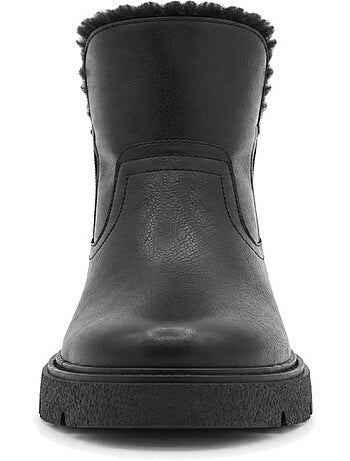 Botins rasos couro natural purapiel