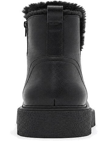 Botins rasos couro natural purapiel