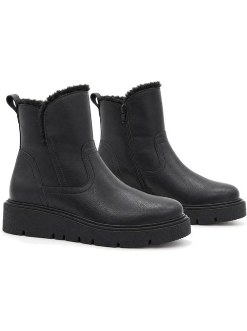 Botins rasos couro natural purapiel - Kiabi