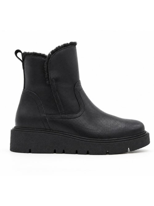 Botins rasos couro natural purapiel - Kiabi