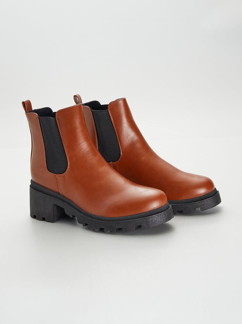 Botins tipo chelsea CASTANHO - Kiabi