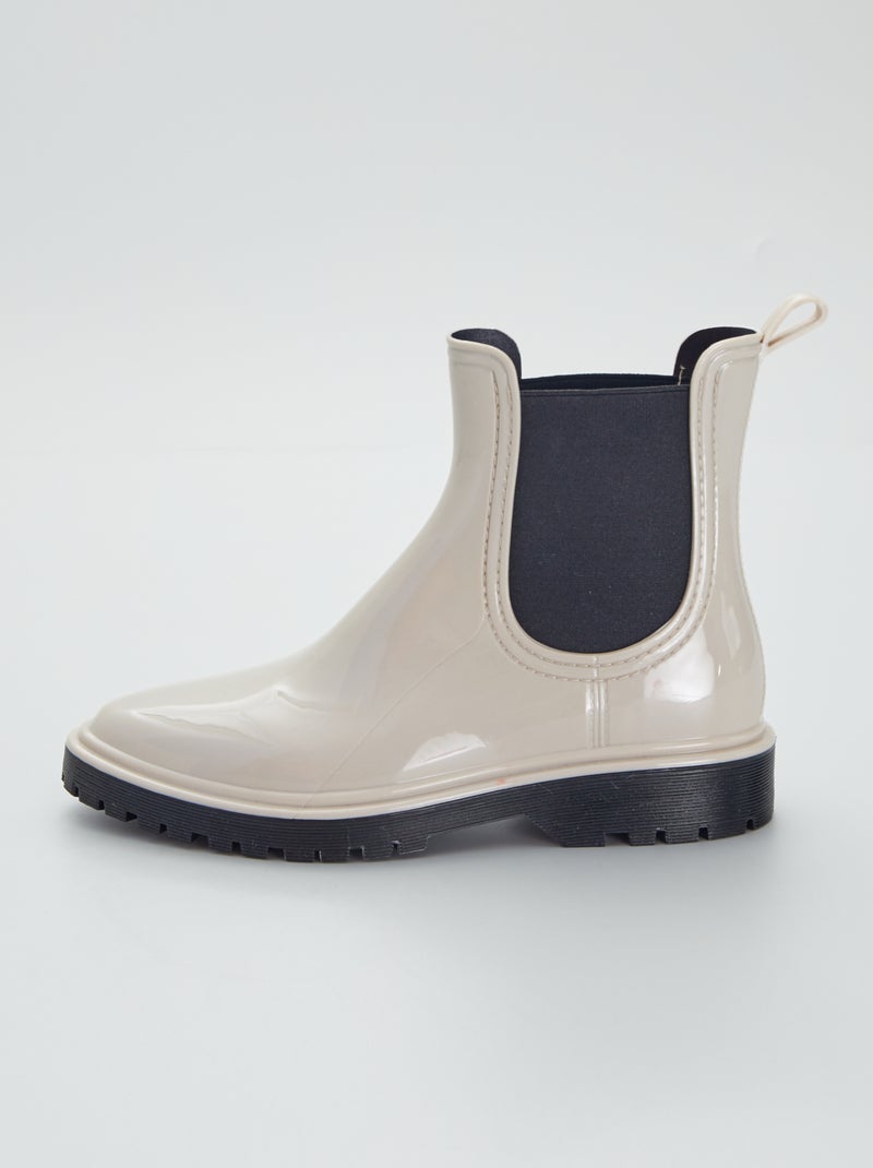 Botins tipo chelsea em verniz BEGE - Kiabi