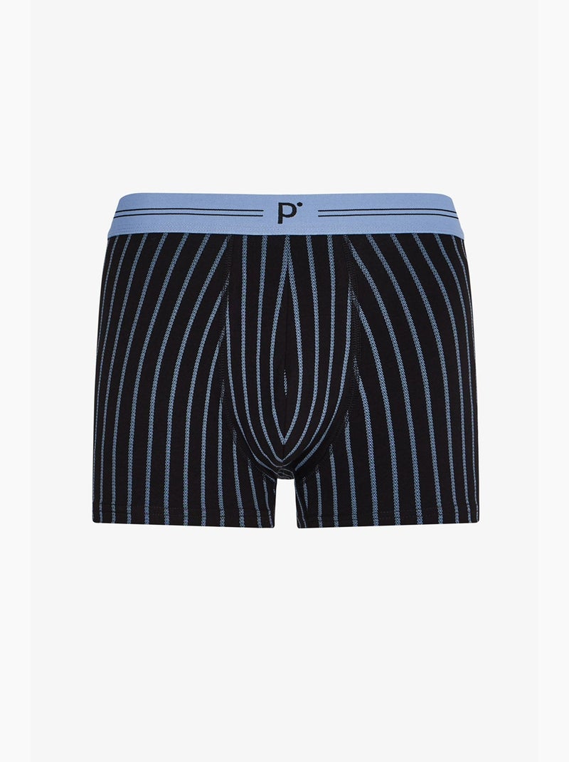 Boxer masculino às riscas penti Preto Azul Cinza - Kiabi