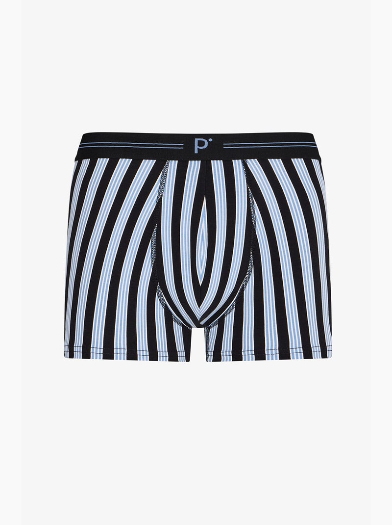Boxer masculino às riscas penti Preto Azul Cinza - Kiabi