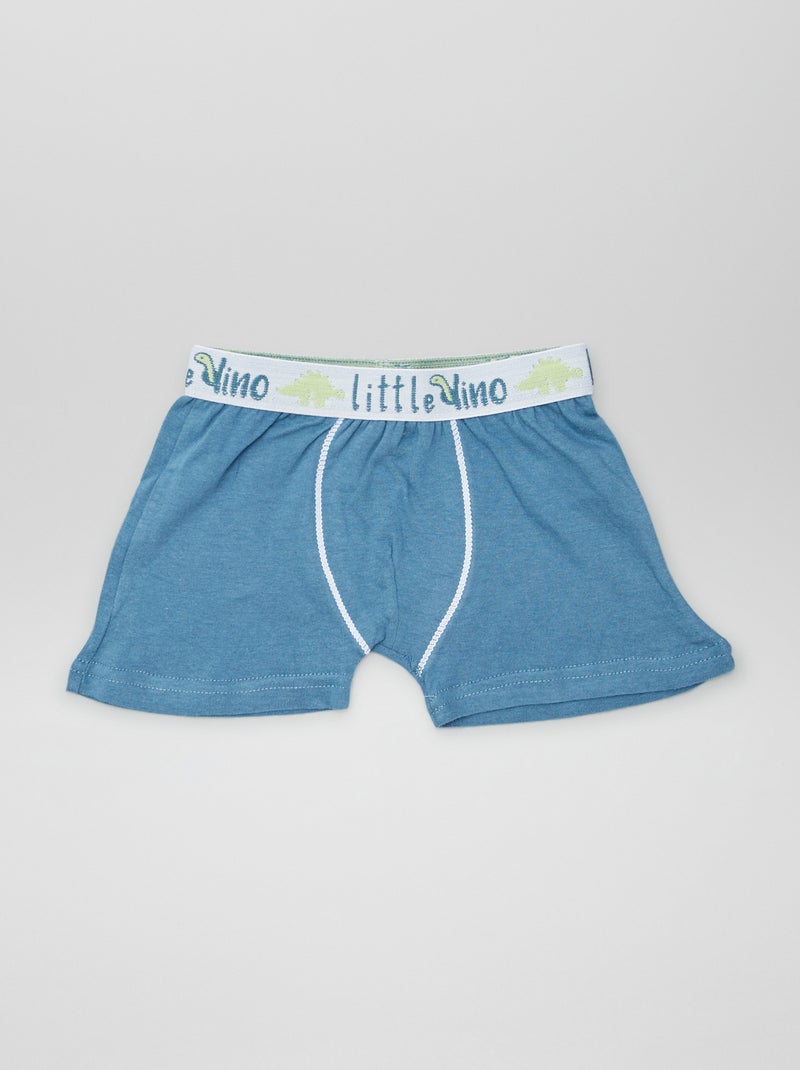 Boxers em algodão lisos - lote de 3 AZUL - Kiabi