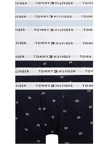 Boxers x7 para rapaz tommy hilfiger com estampado marinho/azul/branco