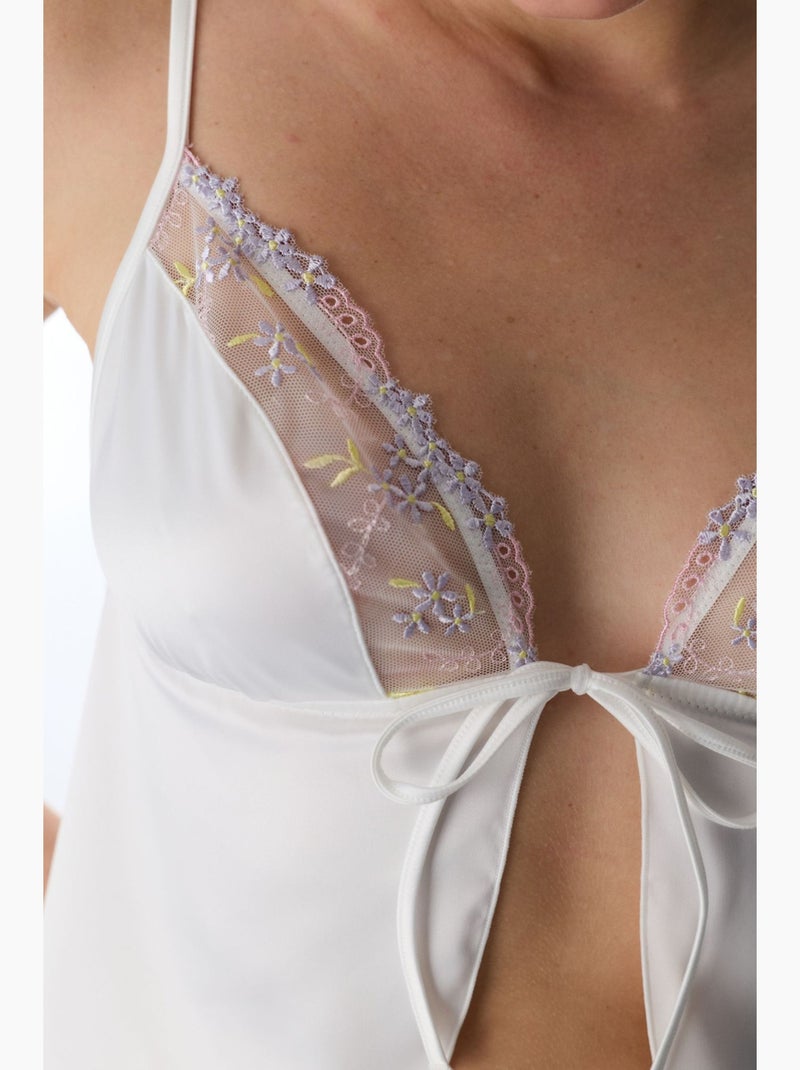 Bralete de cetim broderie quebrado penti Branco - Kiabi