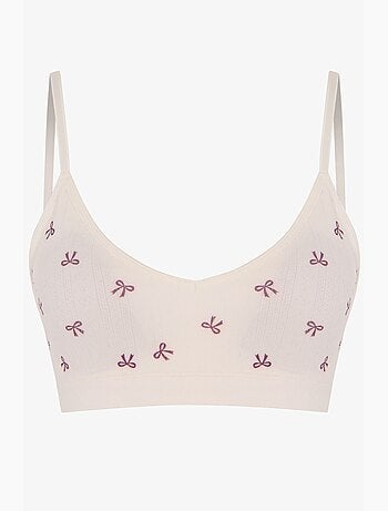 Bralette com padrão ajour, copas amovíveis e sem costuras penti