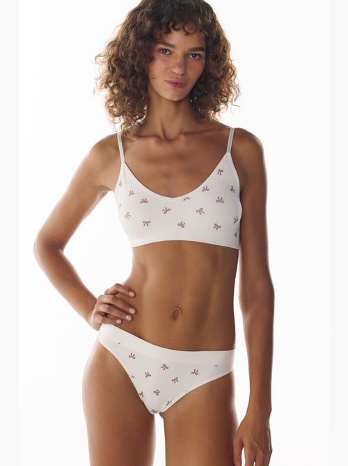 Bralette com padrão ajour, copas amovíveis e sem costuras penti - Kiabi Bralette com padrão ajour, copas amovíveis e sem costuras penti - Kiabi