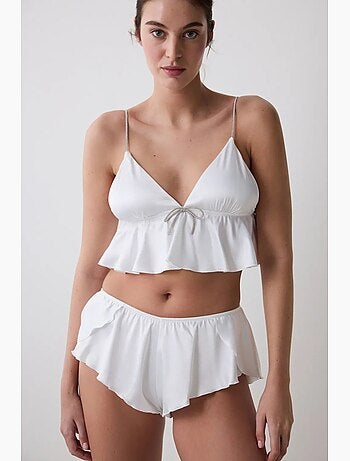 Bralette feminina em cetim enrugado penti