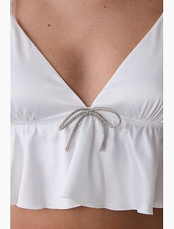 Bralette feminina em cetim enrugado penti