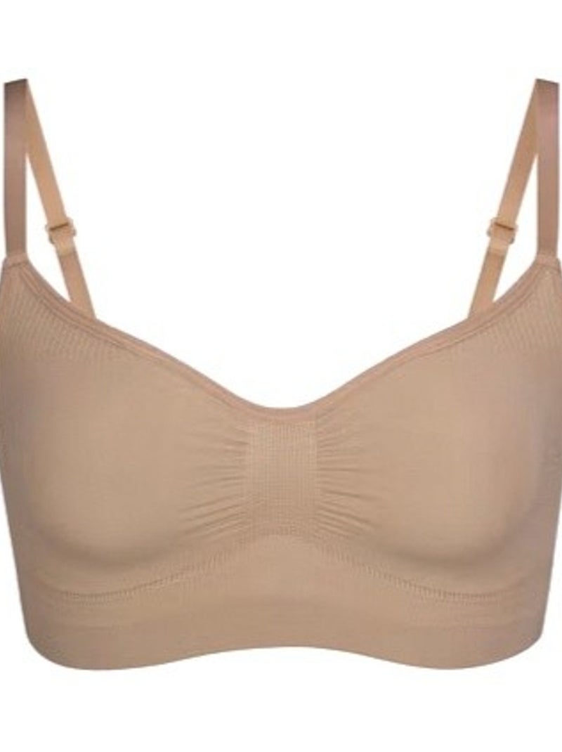Bralette modeladora premium sem costuras com alças ajustáveis hiccup Bege - Kiabi