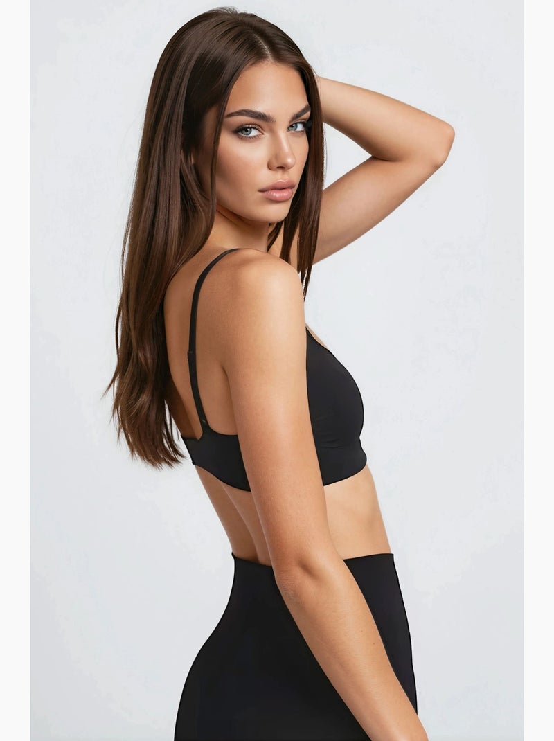 Bralette modeladora premium sem costuras com alças ajustáveis hiccup Preto - Kiabi