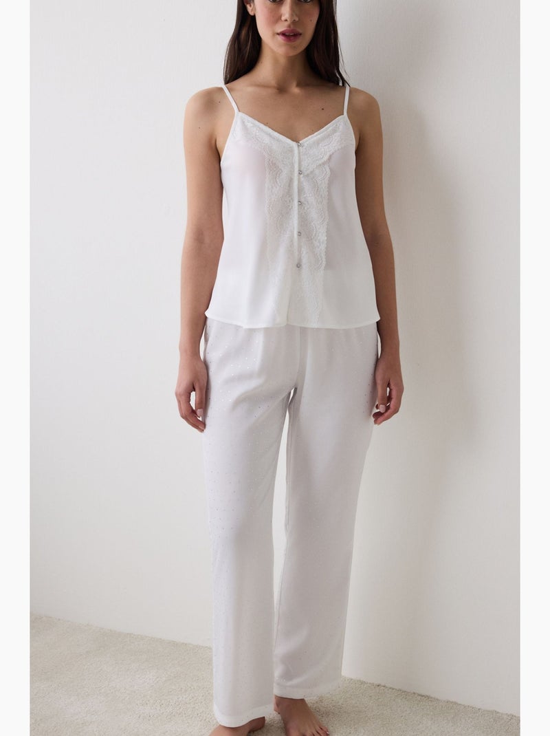 Bridal delicate calça de pijama em cetim penti Branco - Kiabi