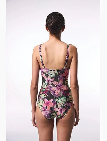 Briella franzido floral com corpete modelador fato de banho penti