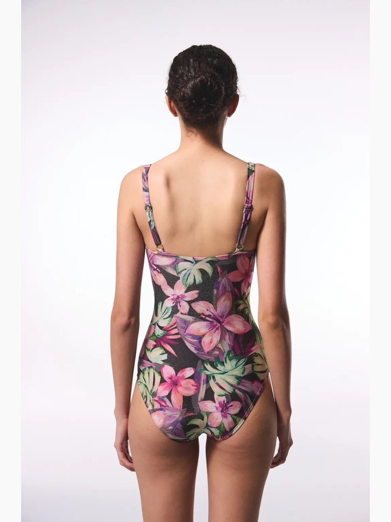 Briella franzido floral com corpete modelador fato de banho penti Rosa-fluo - Kiabi